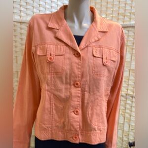 STO Orange Linen Military Style Jacket - Size 1 M-L